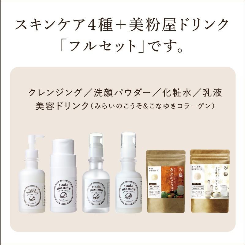 Hadamanma コスメ4点+美粉屋セット ハダマンマ Hadamanma Cosmetics クレンジング メイク落とし 化粧水 乳液 洗顔 送料無料｜tamachanshop｜02