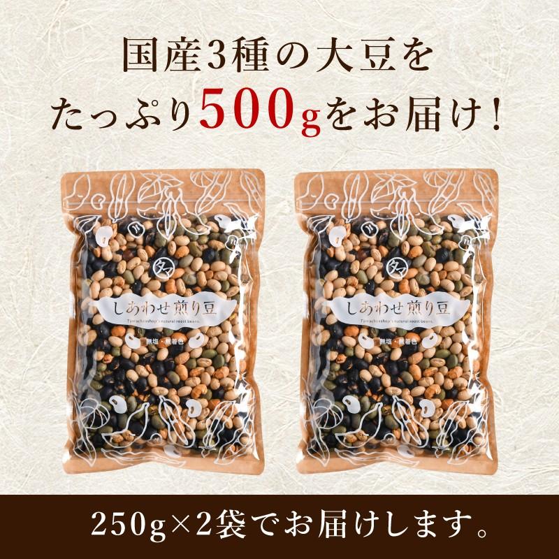 煎り豆 ミックス 500g 国産 焙煎 大豆 黒豆 黒大豆 青大豆 ミックス煎り豆 煎り大豆 たんぱく質 ソイ プロテイン お取り寄せ 送料無料｜tamachanshop｜02