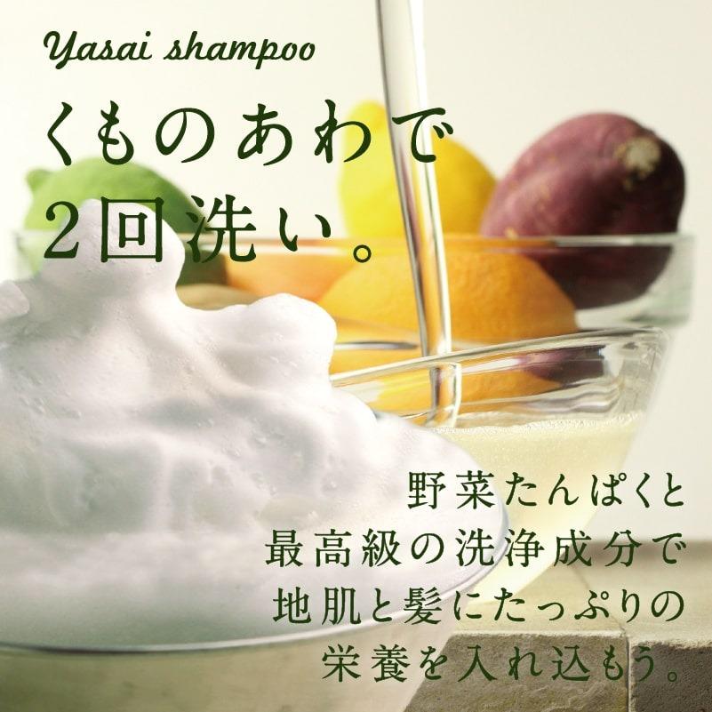 YASAI シャンプー or ヘアパック コスメ ヘアケア 読本付き タマ食コスメ ノンシリコン 野菜 アミノ酸 詰め替え用 トリートメント 送料無料｜tamachanshop｜03