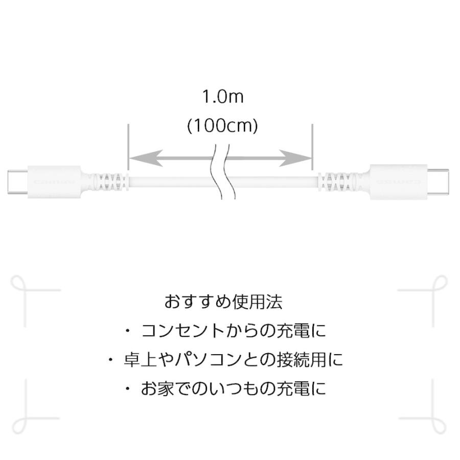 PD対応 USB-C to タイプCケーブル PD充電器 抗菌加工 ロングライフ 1.0m H265CC10Qモデル｜tamadenco｜04