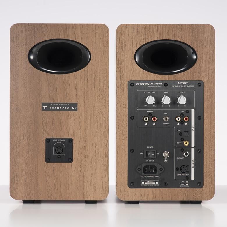 AIRPULSE アクティブスピーカー A200T Walnut ペア ウォルナット エアパルス スマホ対応スピーカーの画像