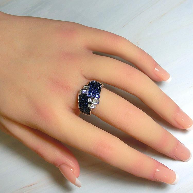 9月誕生石 サファイア リング K18WG 18金 ホワイトゴールド 指輪 鑑別  