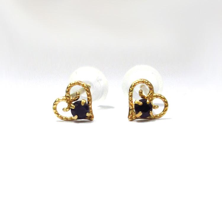 ピアス ハート 10金 K10 ホワイトゴールド サファイア/ルビー 