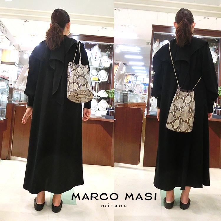 MARCO MASI パイソン 巾着バッグ 2way ヘビ柄 ショルダーバッグ MARCO MASI パイソン 巾着バッグ 2way ヘビ柄 ショルダーバッグ