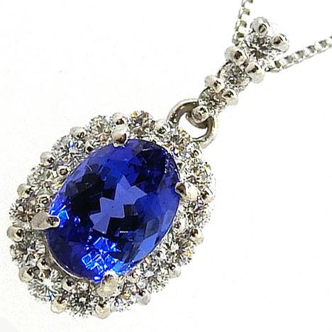 タンザナイト ネックレス プラチナ ダイヤモンド ダイヤ PT900 12月  