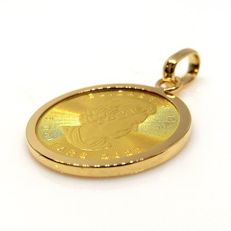 ペンダントトップ　エリザベス女王　メイプルリーフ　K24 k18 ダイヤモンド 楽天市場】K24YG/K18YG 1/4OZ メイプルリーフ コイントップ 金貨 総