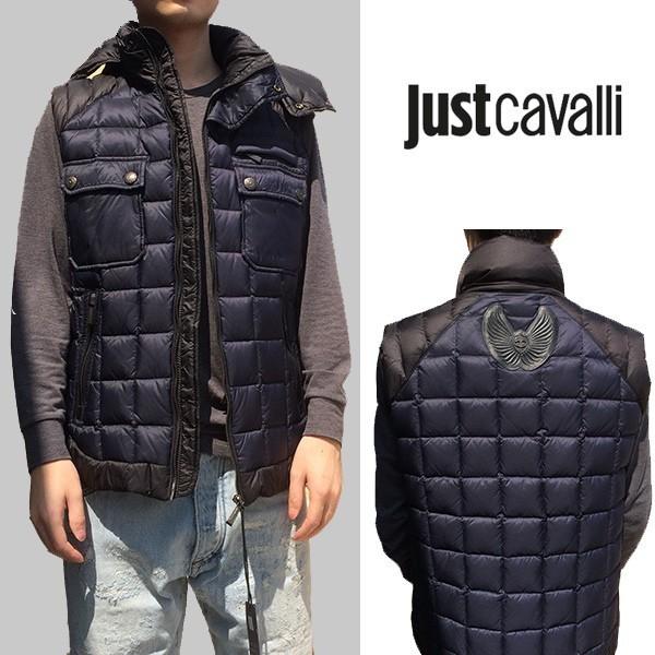 Just Cavalli バイカラー ジャスト コート アウター カヴァリ メンズ ダウンベスト フード付き 父の日