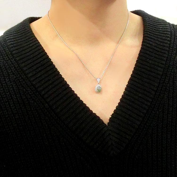 キャッツアイ ネックレス プラチナ ダイヤモンド ペンダント C-1.95ct