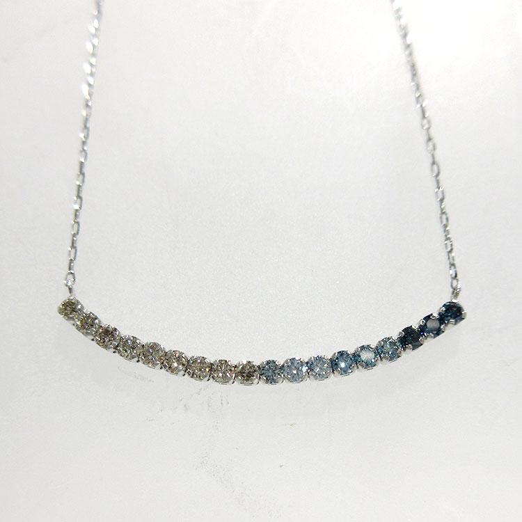 ブルーダイヤモンド ネックレス プラチナ ダイヤモンド レディース 4月誕生石 ラインダイヤ 天然石 グラデーション 0.3ct PT 美しい (t69)