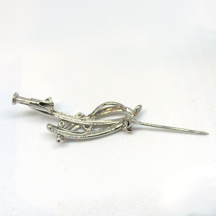 ブローチ 18金 ダイヤモンド K18WG イエロー フォーマル 卒業式 入学式 メンズ 正装 4月誕生石 K14 14金の画像