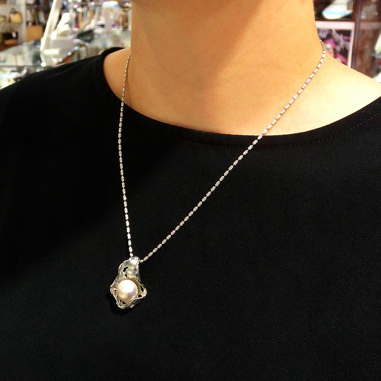 白蝶 真珠 パール 6月誕生石 11mm シルバー SV ペンダントトップ  