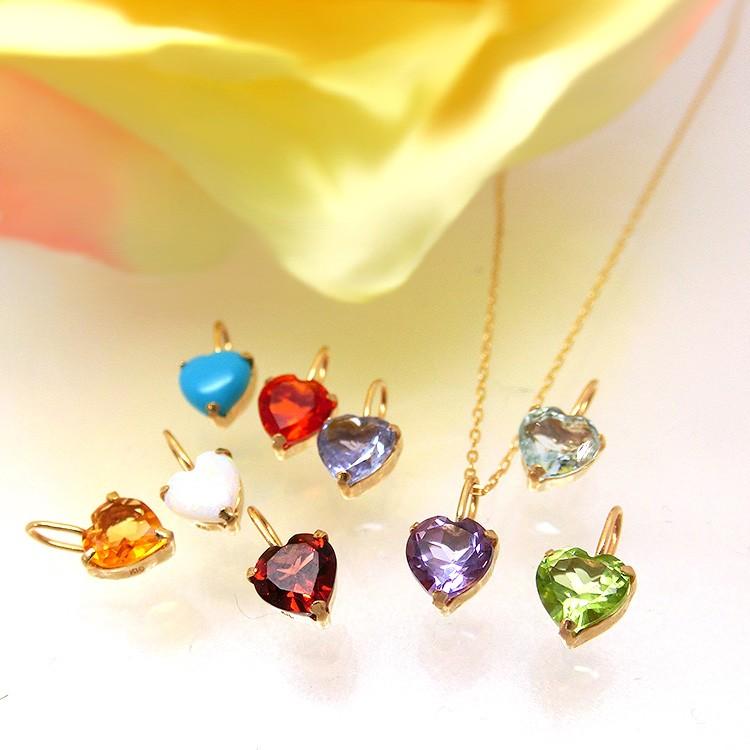 見積商品) ペンダントトップ 誕生石 ハート ネックレストップ 天然石