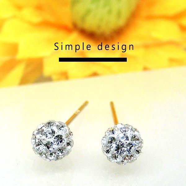 ピアス 10金 K10YG クリスタル スタッドピアス ミラーボール キラキラ 