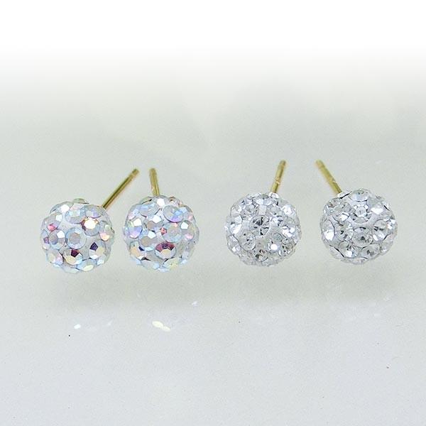 ピアス 10金 K10YG クリスタル スタッドピアス ミラーボール キラキラ 
