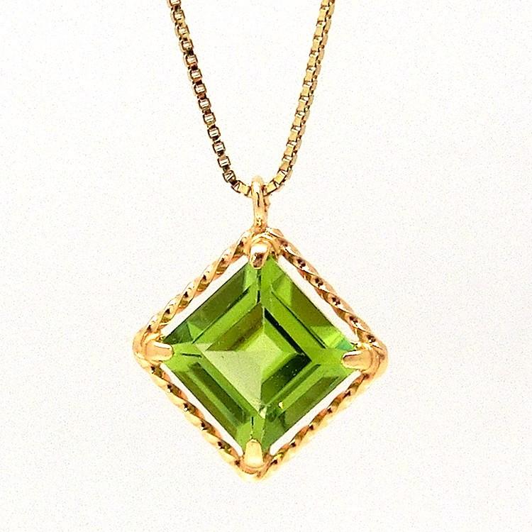 8月誕生石 ペリドット 一粒 ネックレス 10金 イエローゴールド K10YG 8月誕生石 ペリドット 一粒 ネックレス 10金 イエローゴールド K10YG