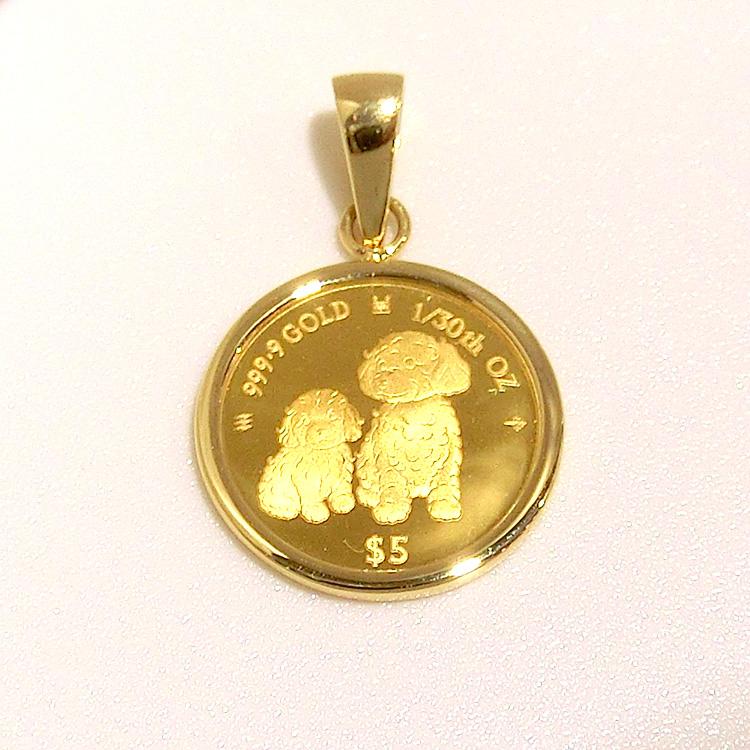 【24金×18金】トイプードルデザイン ペンダントトップ チャーム K24 新品 2024年 限定 コイン DOG COIN 犬 プードル ペンダント トップ