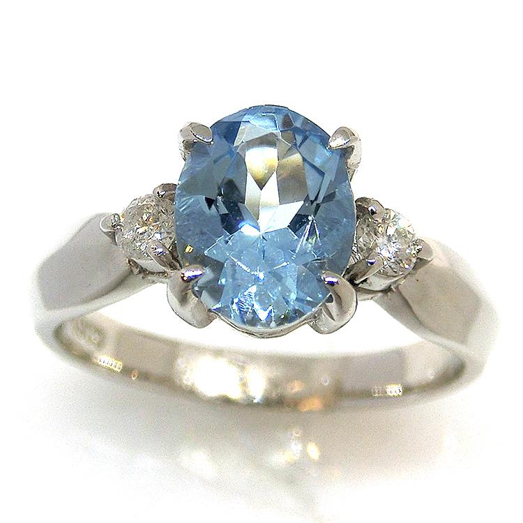 リング アクアマリン プラチナ 指輪 3月誕生石 PT900 1.12ct