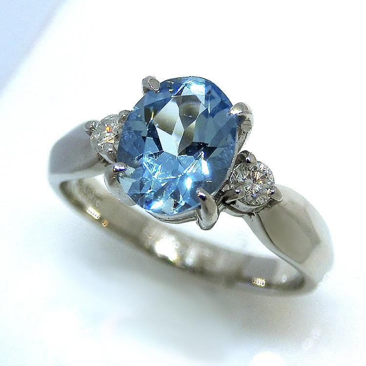 リング アクアマリン プラチナ 指輪 3月誕生石 PT900 1.12ct 天然石 12