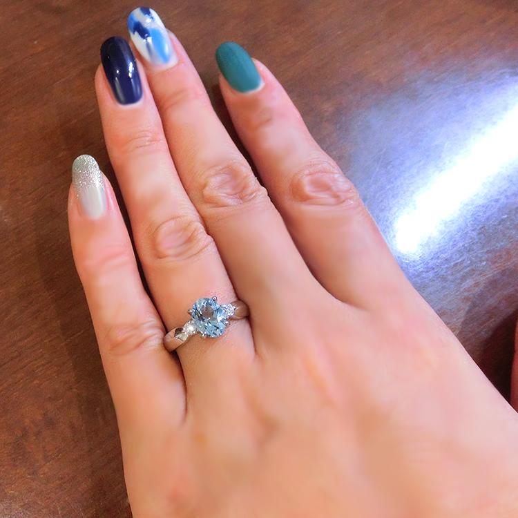 リング アクアマリン プラチナ 指輪 3月誕生石 PT900 1.12ct 天然石 12
