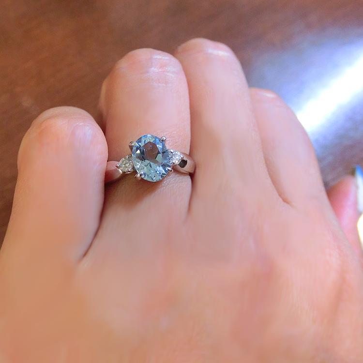 リング アクアマリン プラチナ 指輪 3月誕生石 PT900 1.12ct 天然石 12
