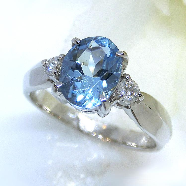 リング アクアマリン プラチナ 指輪 3月誕生石 PT900 1.12ct 天然石 12