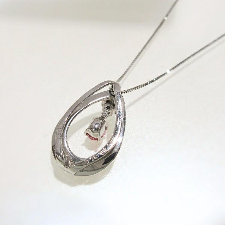 パパラチアサファイア ペンダント ネックレス K18WG 鑑別書付 希少石 1点もの 9月誕生石 ドロップ 雫 ティアーズドロップ 揺れる 豪華 ご褒美 (t711)の画像