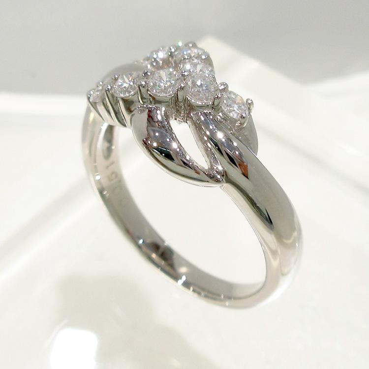 ダイヤモンド リング プラチナ 指輪 D-0.51ct ファッション デザイン 1点もの 12号 豪華 ゴージャス 交差 クロス (t710)の画像