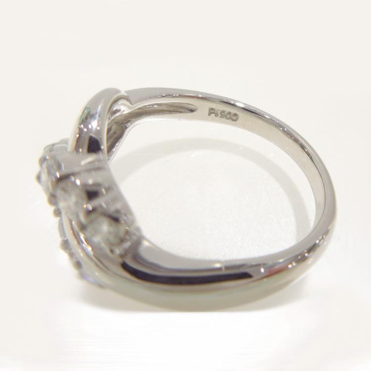 ダイヤモンド リング プラチナ 指輪 D-0.51ct ファッション デザイン 1点もの 12号 豪華 ゴージャス 交差 クロス (t710)の画像