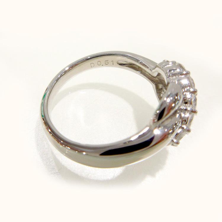 ダイヤモンド リング プラチナ 指輪 D-0.51ct ファッション デザイン 1点もの 12号 豪華 ゴージャス 交差 クロス (t710)の画像