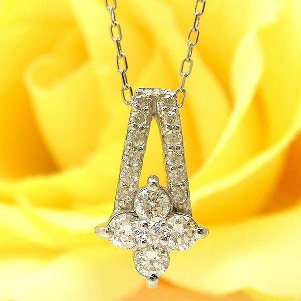 ネックレス プラチナ レディース ダイヤ ４月誕生石 天然石 ダイアモンド 0.27ct フラワー 花 PT bkp3の画像