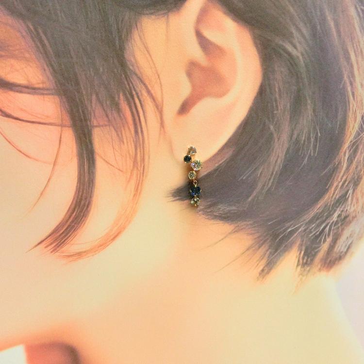 ピアス 18金 ロンドンブルートパーズ アクアマリン ホワイトトパーズ