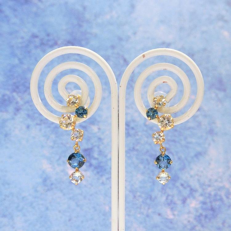 ピアス 18金 ロンドンブルートパーズ アクアマリン ホワイトトパーズ
