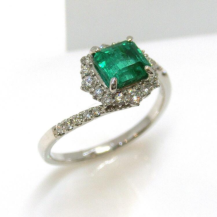 エメラルド リング プラチナ 5月誕生石 ダイヤモンド 指輪 E-1.001ct 