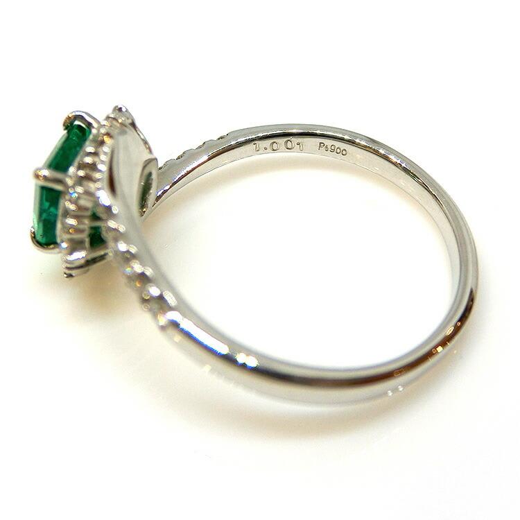 エメラルド リング プラチナ 5月誕生石 ダイヤモンド 指輪 E-1.001ct 