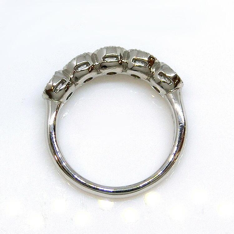 リング プラチナ 指輪 ダイヤモンド 5石 PT950 1点 11.5号 D-1.00ct