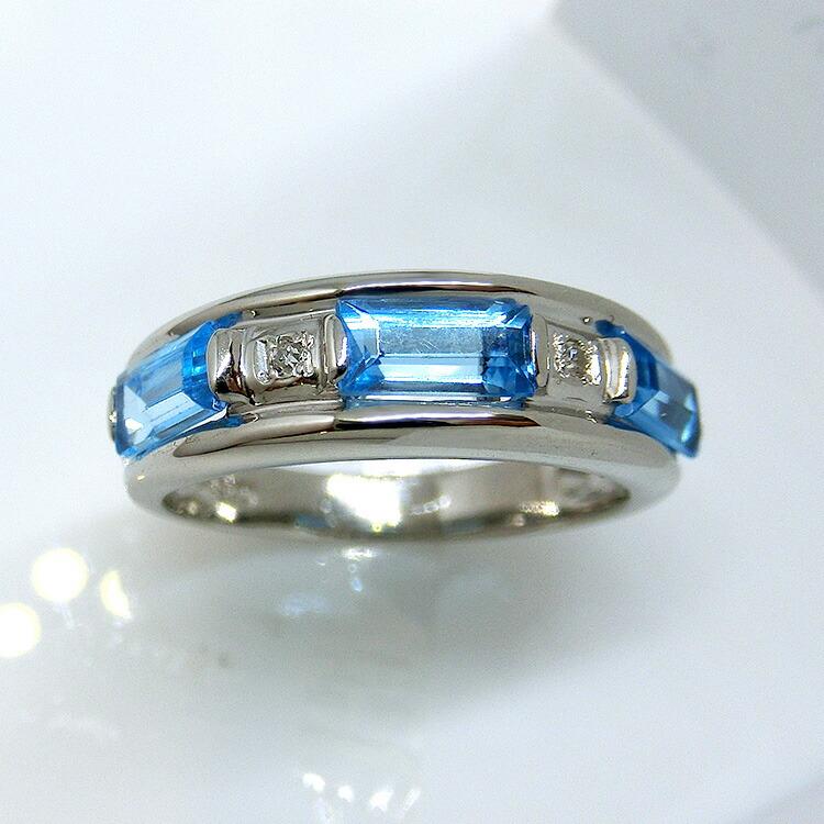 ブルートパーズ 11月誕生石 リング プラチナ 指輪 ダイヤ PT デザイン  