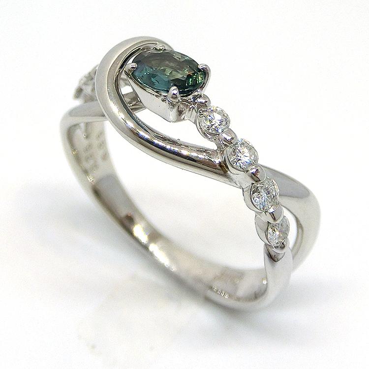アレキサンドライト リング 指輪 プラチナ ダイヤモンド 鑑別書