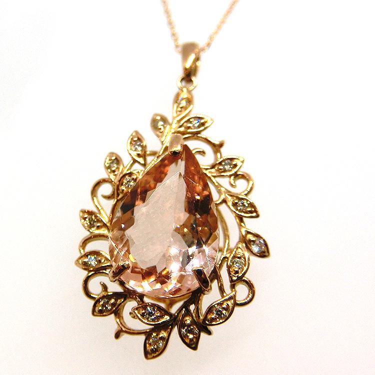 ネックレス モルガナイト M-2.30ct 4月誕生石 ダイヤ 18金 ピンク 