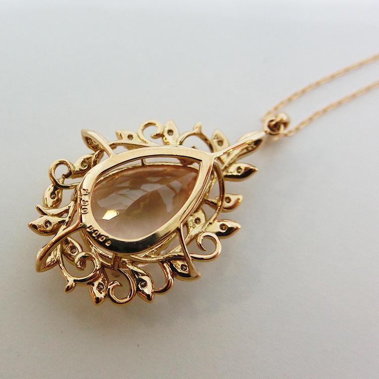 ネックレス モルガナイト M-2.30ct 4月誕生石 ダイヤ 18金 ピンク 