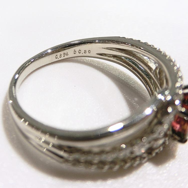バイカラートルマリン リング プラチナ 10月誕生石 ダイヤモンド 指輪 電気石 11号 T-0.574ct D-0.39ct 豪華 PT900 マゼンタ グリーン (t71)の画像