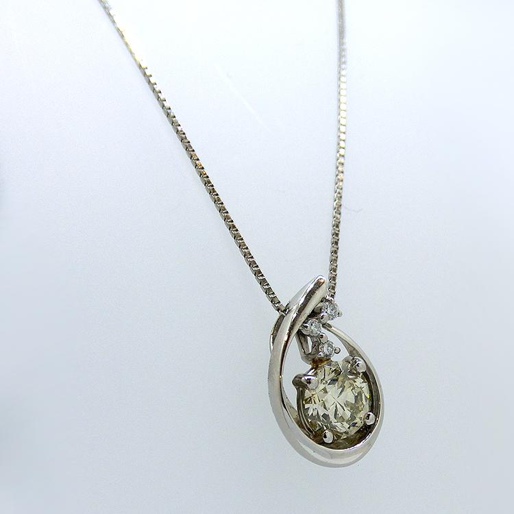 ネックレス プラチナ PT ダイヤモンド ペンダント 1.01ct ダイヤ 4月