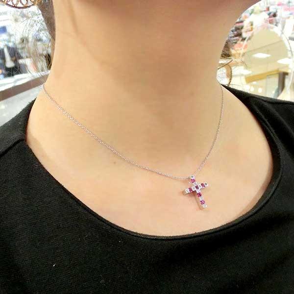7月誕生石 ルビー ネックレス クロス 十字架 モチーフ ダイヤモンド 18金 ホワイトゴールド K18wg Pnsp Bkp50 Sp Ast Pnsp ブランド ジュエリーtamai 通販 Yahoo ショッピング