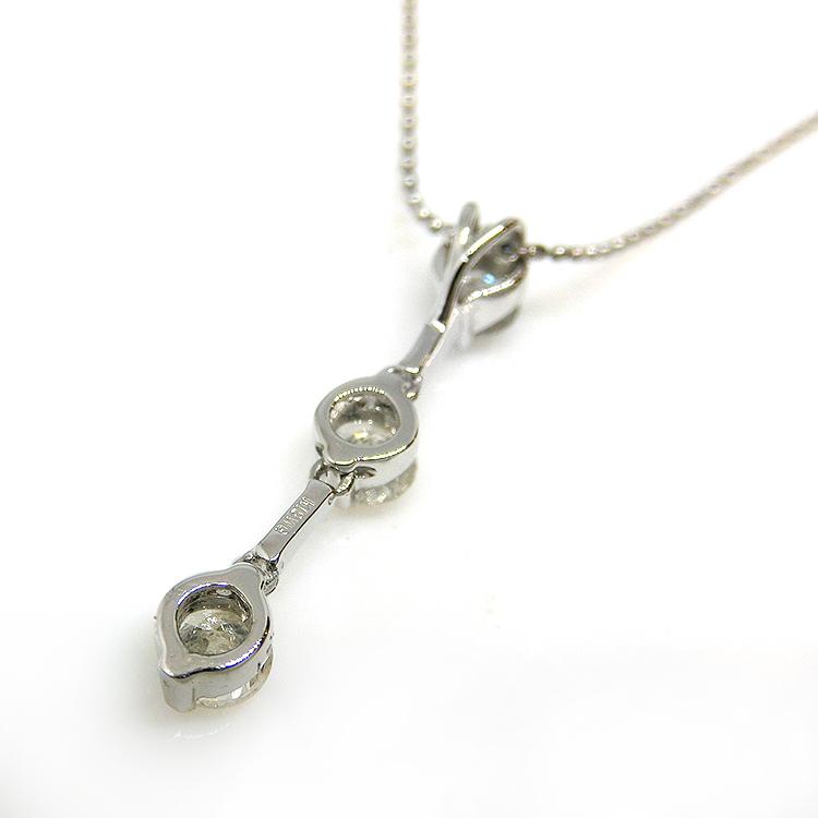 ダイヤモンド ネックレス 18金 ホワイトゴールド 3石 トリロジー K18WG