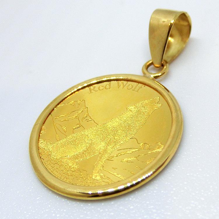 ペンダントトップ コイントップ レッドウルフ カリフォルニアコンドル 1/25oz 金貨 K18 K22 FINEGOLD Endangerd Species 地金 純金 24金 18金 (ND)(t71)の画像