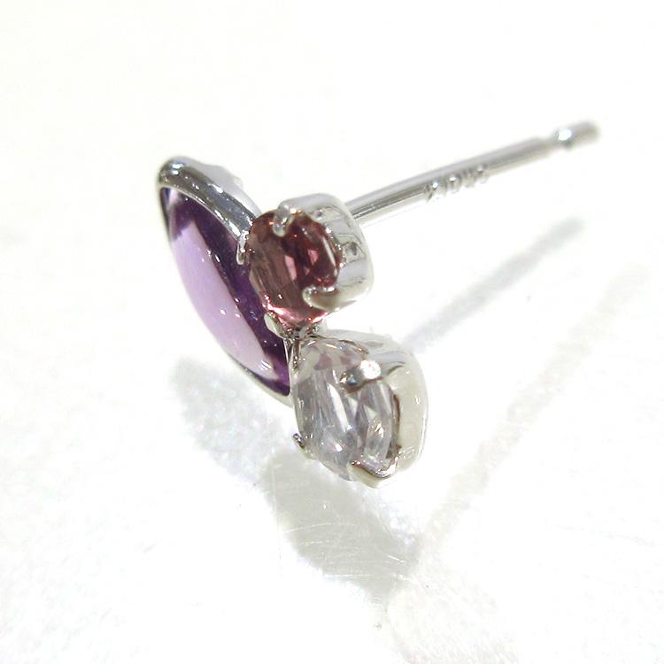 アメジスト ピアス 10金 ホワイトゴールド 2月誕生石 K10WG ピンク 