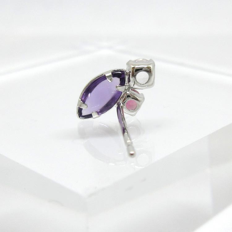 アメジスト ピアス 10金 ホワイトゴールド 2月誕生石 K10WG ピンク 