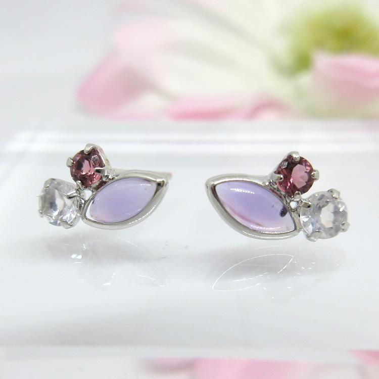 アメジスト ピアス 10金 ホワイトゴールド 2月誕生石 K10WG ピンク 