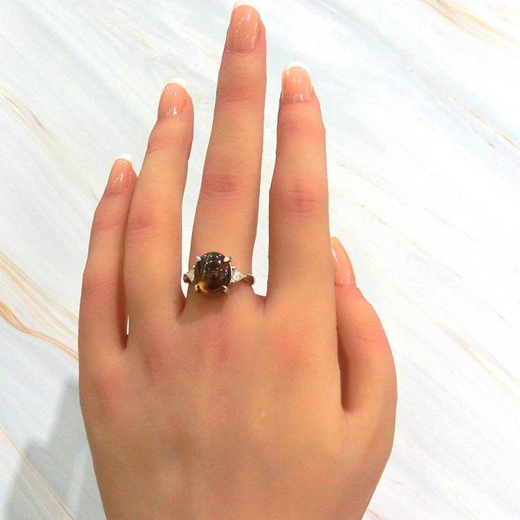 キャッツアイ リング プラチナ ダイヤモンド 指輪 豪華 大粒 7.85ct