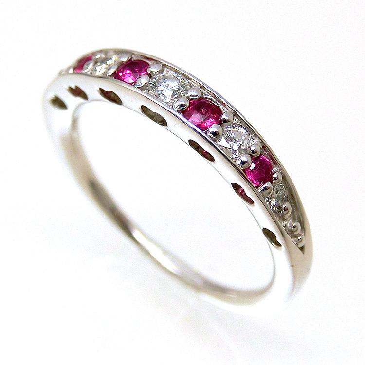 Pt900ルビー/ダイヤリング ハーフエタニティ重ね付け◎7月誕生石CM111 Pt900ルビー/ダイヤリング ハーフエタニティ重ね付け◎7月誕生石CM111