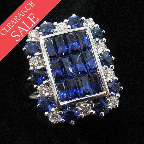 18金ホワイトゴールド × サファイア × ダイヤモンド リング 18金ホワイトゴールド × サファイア × ダイヤモンド リング